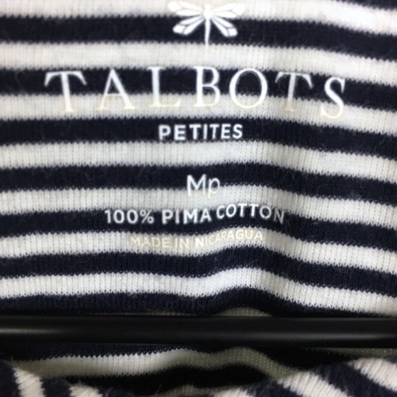 TALBOTS Cardigan Sweater Pima Cotton Stripe 3/4 Sleeves Minimalist Petite Medium - Picture 7 of 9